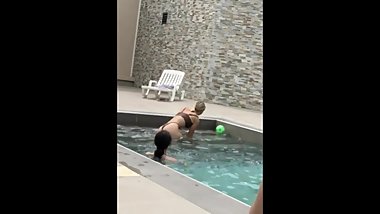 Neighbor at swimming pool