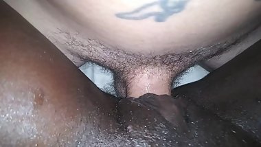 White cock pounds ebony teen pussy