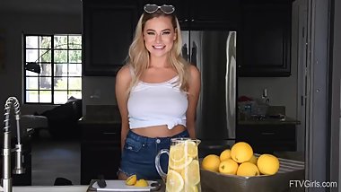 Beautiful Blonde Enjoys Getting Her Big Tits Wet