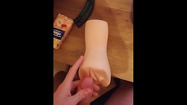 Virgin gets really horny and cums inside Fleshlight