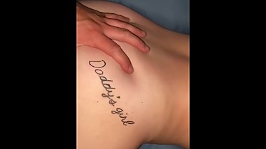 Daddy stretches teen pussy