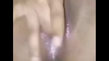 Young ebony teen fingers her tight pussy