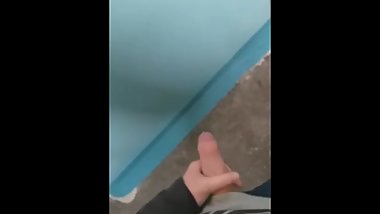 Jerking off in the entrance