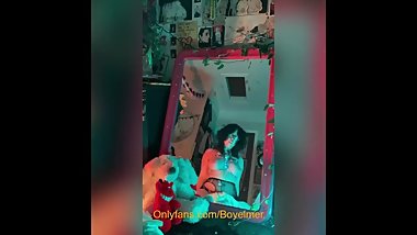 Kinky and Pierced Nonbinary Slut Gets Off in Front of Their Mirror