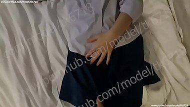 tk6718 - After school remove student uniform while play phone (with underwear)