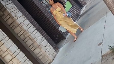 NO BRA chubby latina bouncing her SAGGY BOOBS