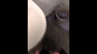 Cute teen wanking in public toilet