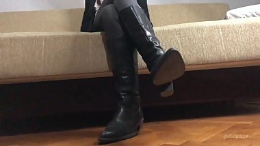 Leather Knee High Boots Shoeplay And Dangling Preview