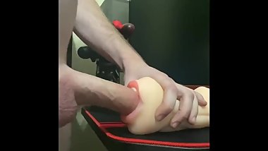 Fucking my pocket pussy and covering it in cum!