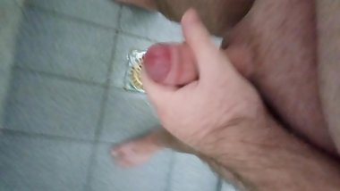 Teen guy masturbates on bathroom