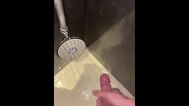 Big cumshot in the shower