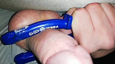 18 year old student jerk off with a homemade toy and moans!