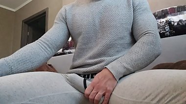 Hot student guy, jerks off in a hostel and ends impulsively.